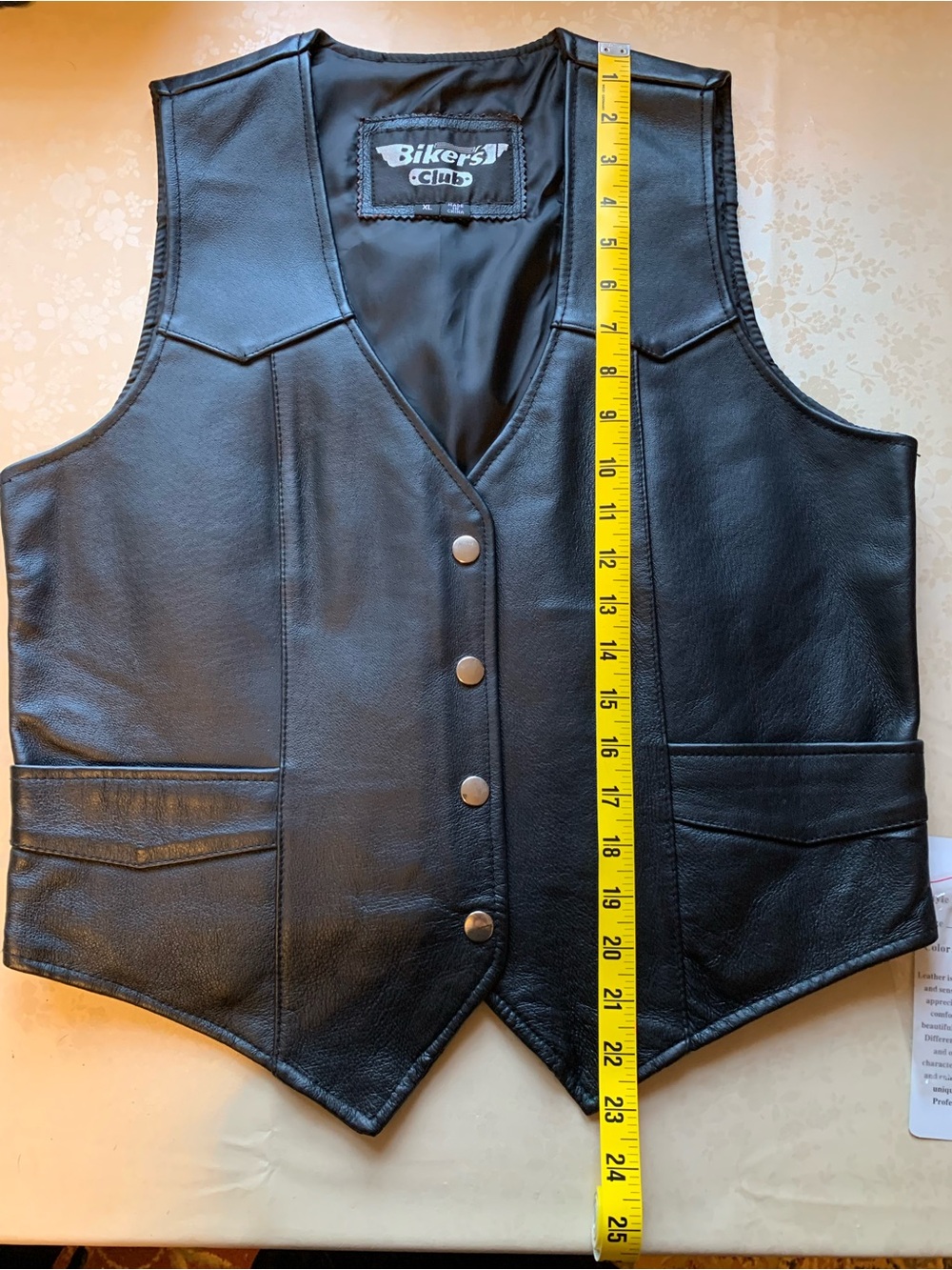 NWT Biker's Club Black Leather Vest XL
